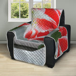 Red And White Amaryllis Print Recliner Protector