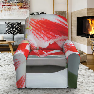 Red And White Amaryllis Print Recliner Slipcover