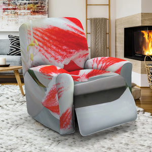 Red And White Amaryllis Print Recliner Slipcover