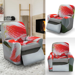 Red And White Amaryllis Print Recliner Slipcover