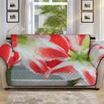 Red And White Amaryllis Print Sofa Protector