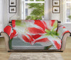 Red And White Amaryllis Print Sofa Protector