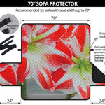 Red And White Amaryllis Print Sofa Protector