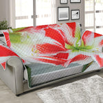 Red And White Amaryllis Print Sofa Protector