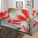 Red And White Amaryllis Print Sofa Protector