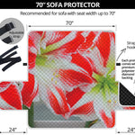 Red And White Amaryllis Print Sofa Protector