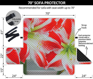 Red And White Amaryllis Print Sofa Protector