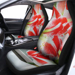 Red And White Amaryllis Print Universal Fit Car Seat Covers