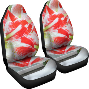 Red And White Amaryllis Print Universal Fit Car Seat Covers