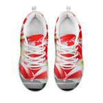 Red And White Amaryllis Print White Sneakers