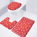 Red And White Bandana Print 3 Piece Bath Mat Set