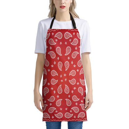 Red And White Bandana Print Apron