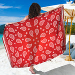Red And White Bandana Print Beach Sarong Wrap