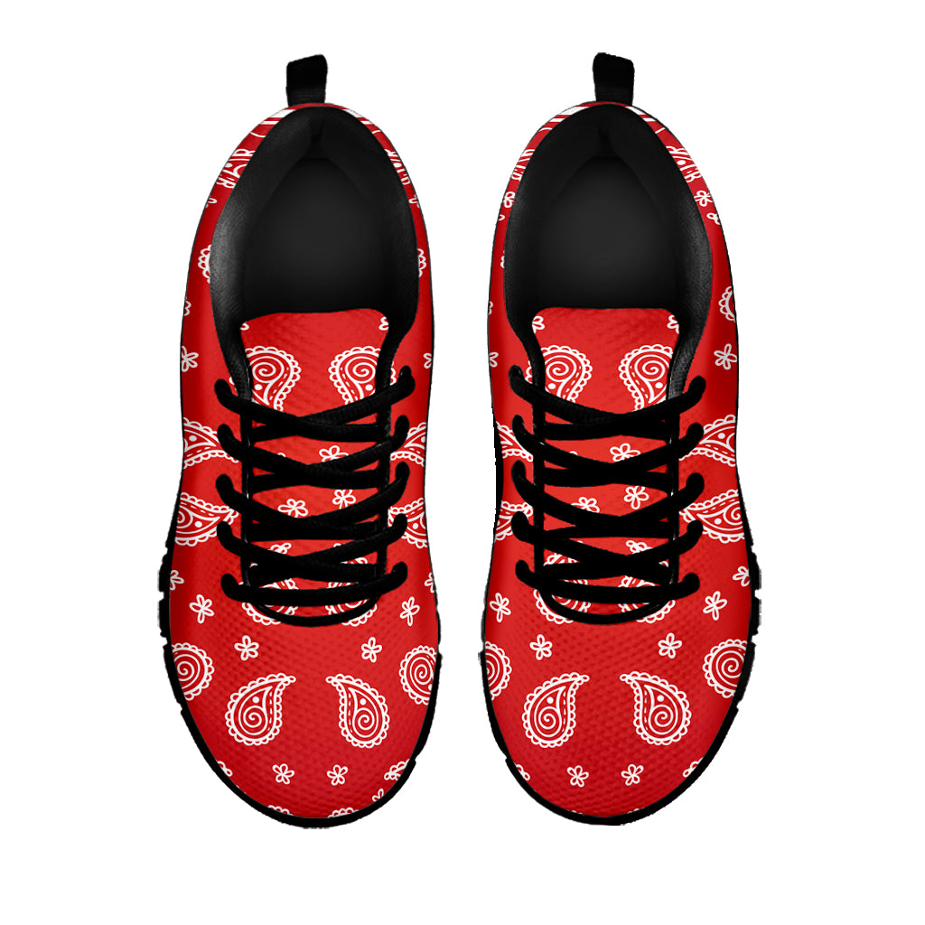 Red And White Bandana Print Black Sneakers