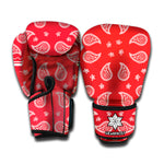 Red And White Bandana Print Boxing Gloves