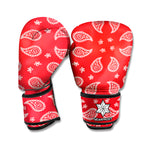 Red And White Bandana Print Boxing Gloves