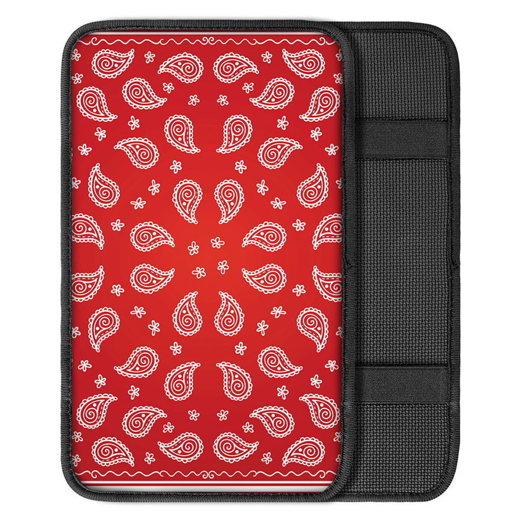 Red And White Bandana Print Car Center Console Cover