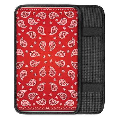Red And White Bandana Print Car Center Console Cover
