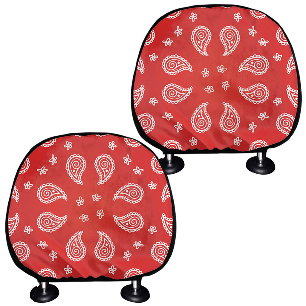 Red And White Bandana Print Car Headrest Covers