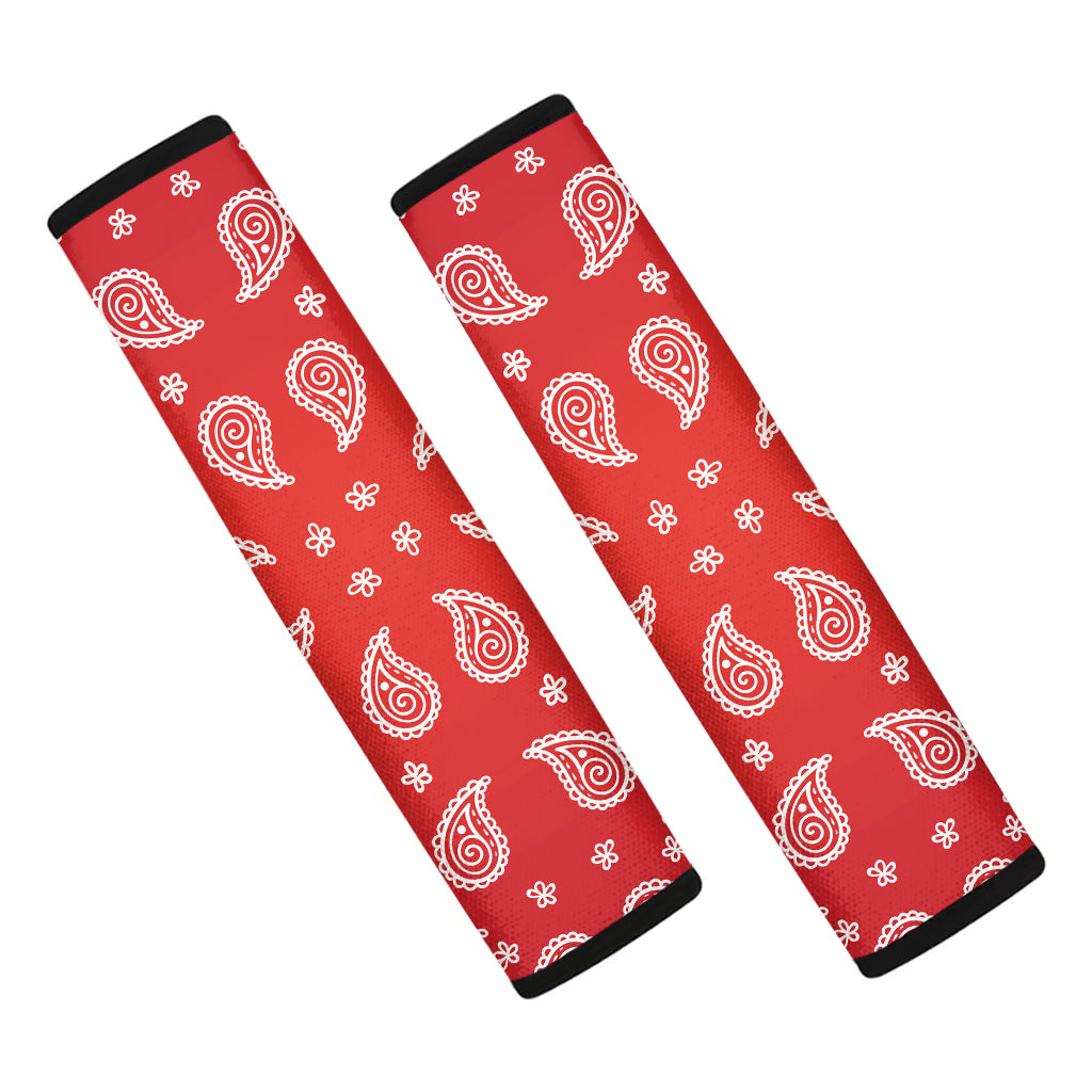 Red And White Bandana Print Car Seat Belt Covers