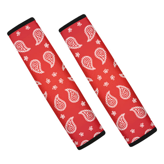 Red And White Bandana Print Car Seat Belt Covers