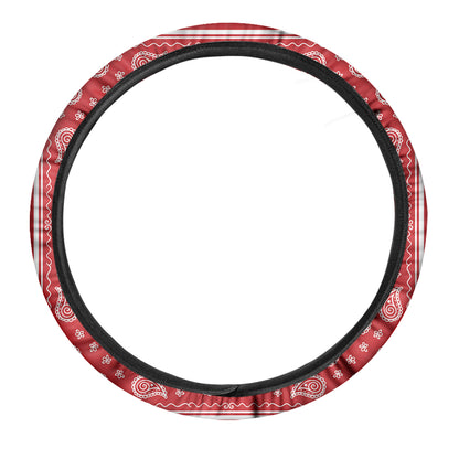 Red And White Bandana Print Car Steering Wheel Cover