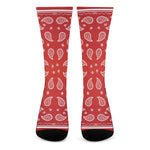 Red And White Bandana Print Crew Socks