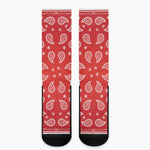 Red And White Bandana Print Crew Socks