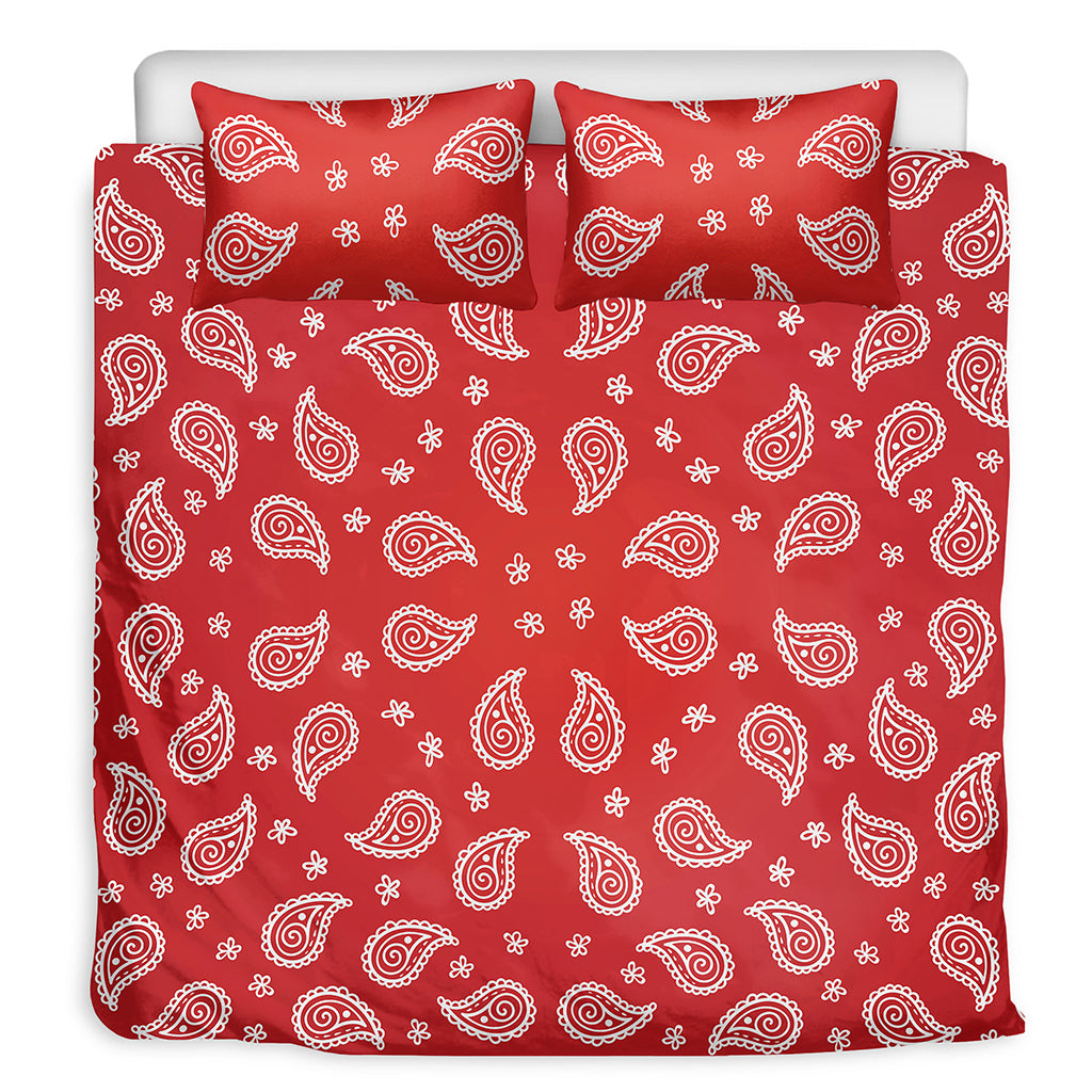 Red And White Bandana Print Duvet Cover Bedding Set