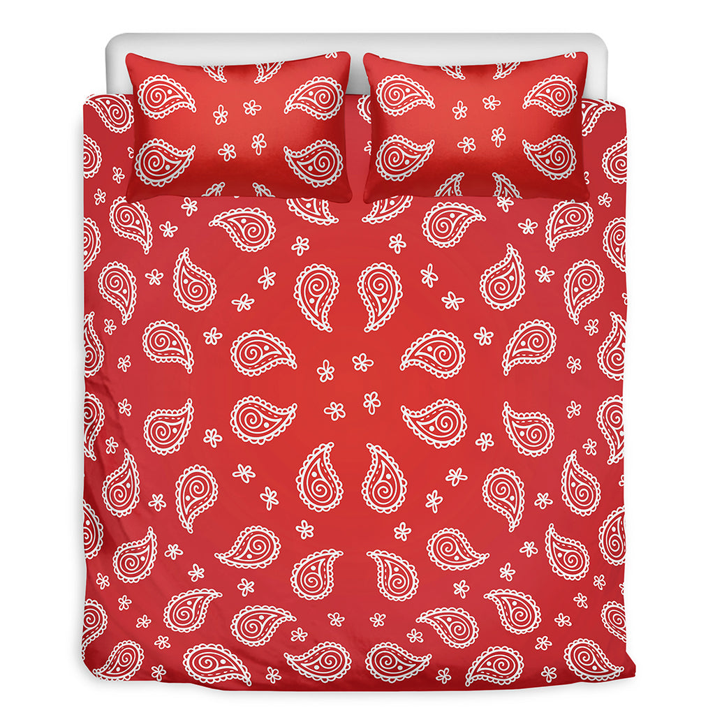 Red And White Bandana Print Duvet Cover Bedding Set