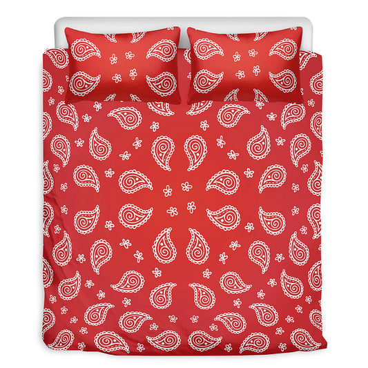 Red And White Bandana Print Duvet Cover Bedding Set