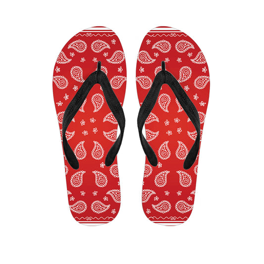 Red And White Bandana Print Flip Flops