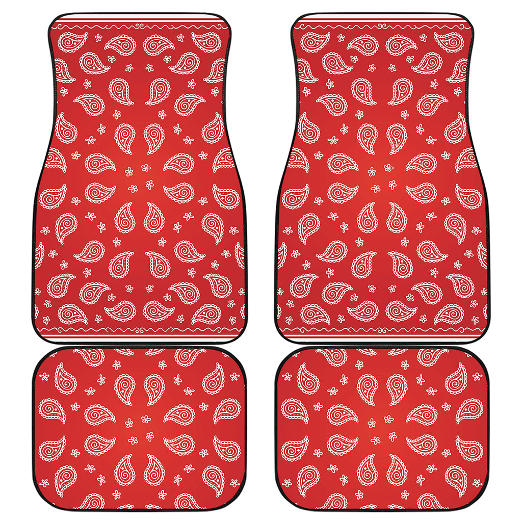 Red And White Bandana Print Front and Back Car Floor Mats