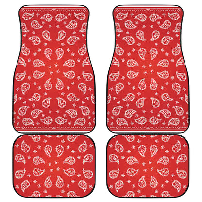 Red And White Bandana Print Front and Back Car Floor Mats