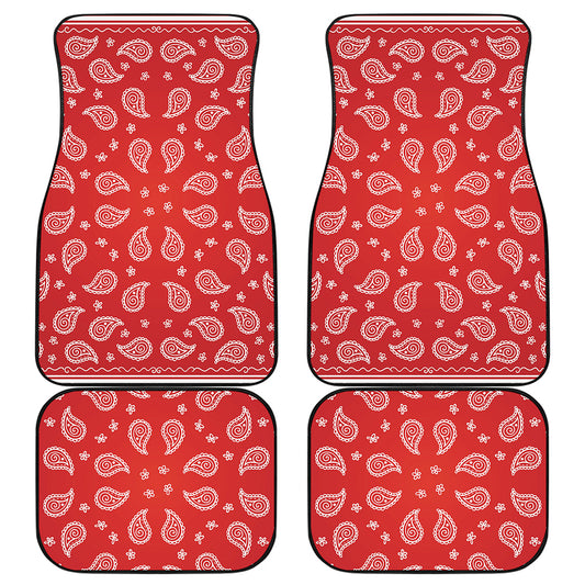 Red And White Bandana Print Front and Back Car Floor Mats