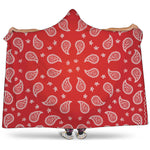 Red And White Bandana Print Hooded Blanket
