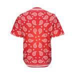Red And White Bandana Print Men's Baseball Jersey