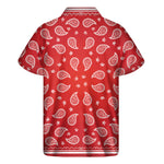 Red And White Bandana Print Men's Short Sleeve Shirt