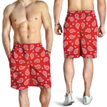 Red And White Bandana Print Men's Shorts
