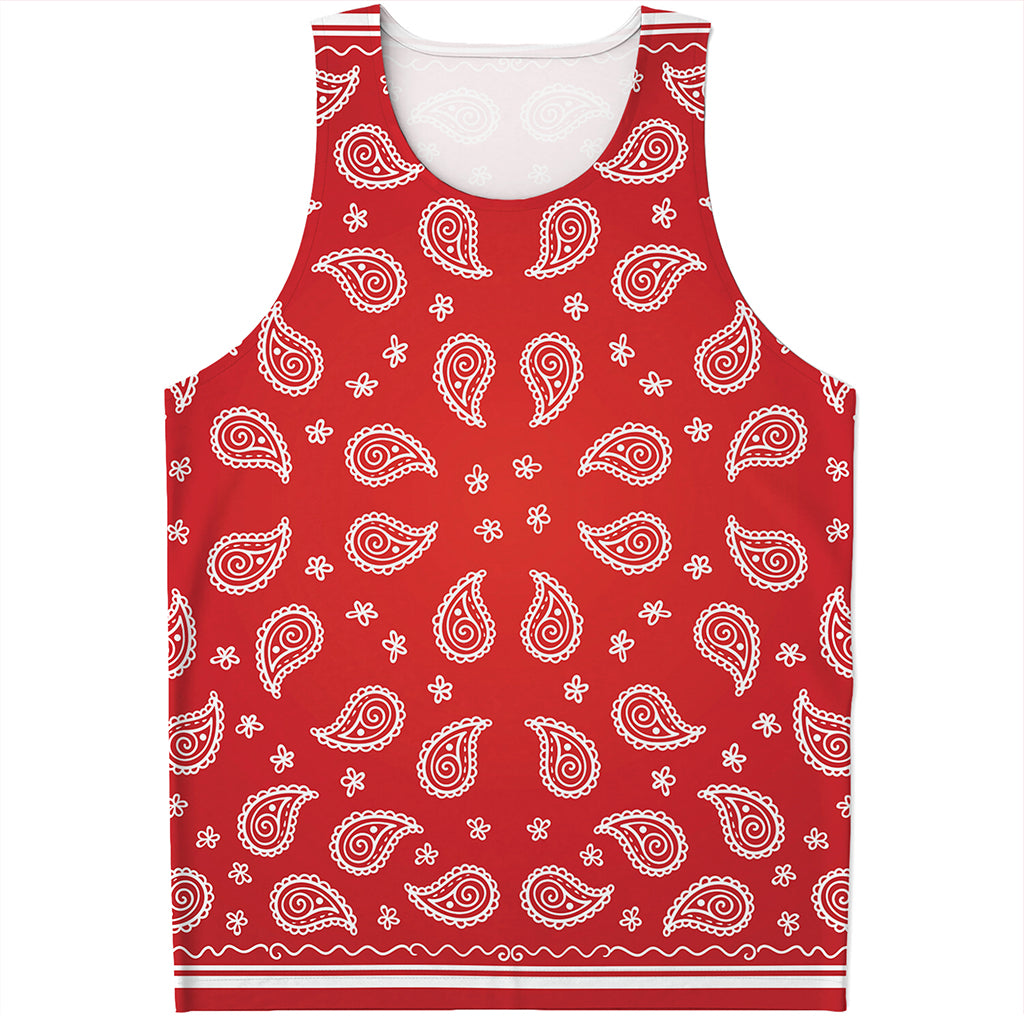 Red And White Bandana Print Men's Tank Top