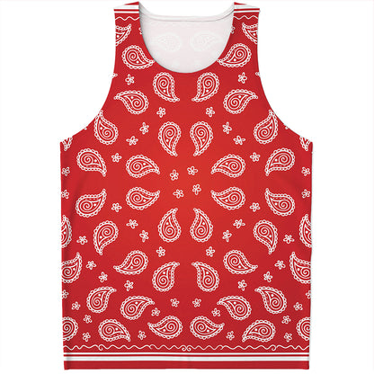 Red And White Bandana Print Men's Tank Top