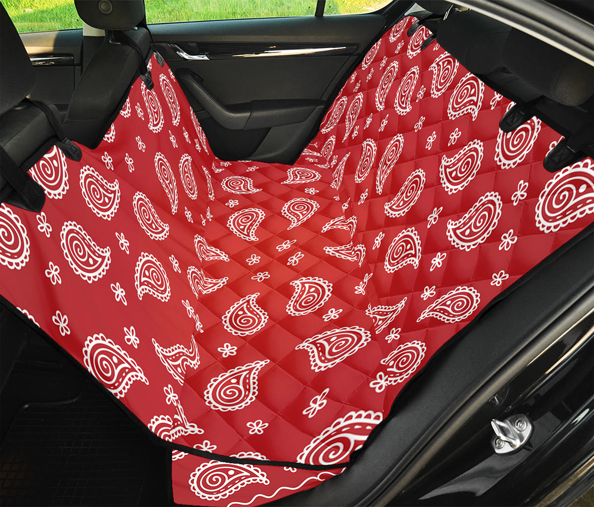 Red And White Bandana Print Pet Car Back Seat Cover