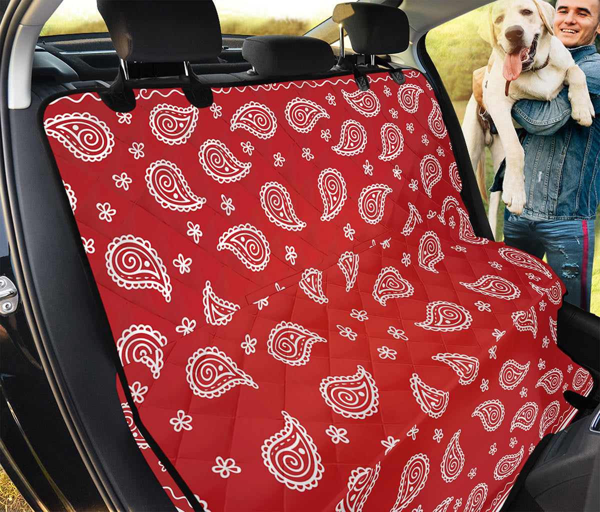 Red And White Bandana Print Pet Car Back Seat Cover