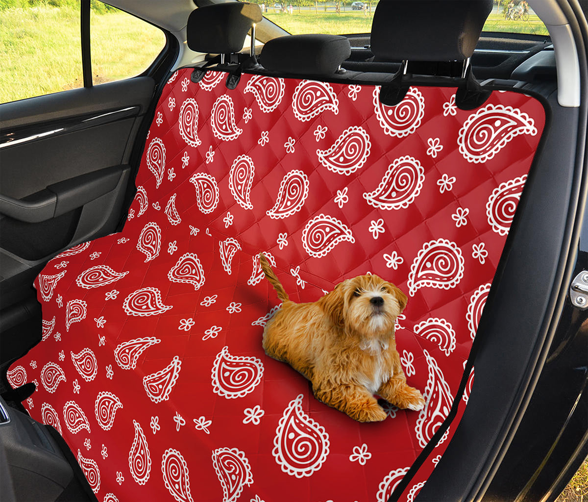 Red And White Bandana Print Pet Car Back Seat Cover
