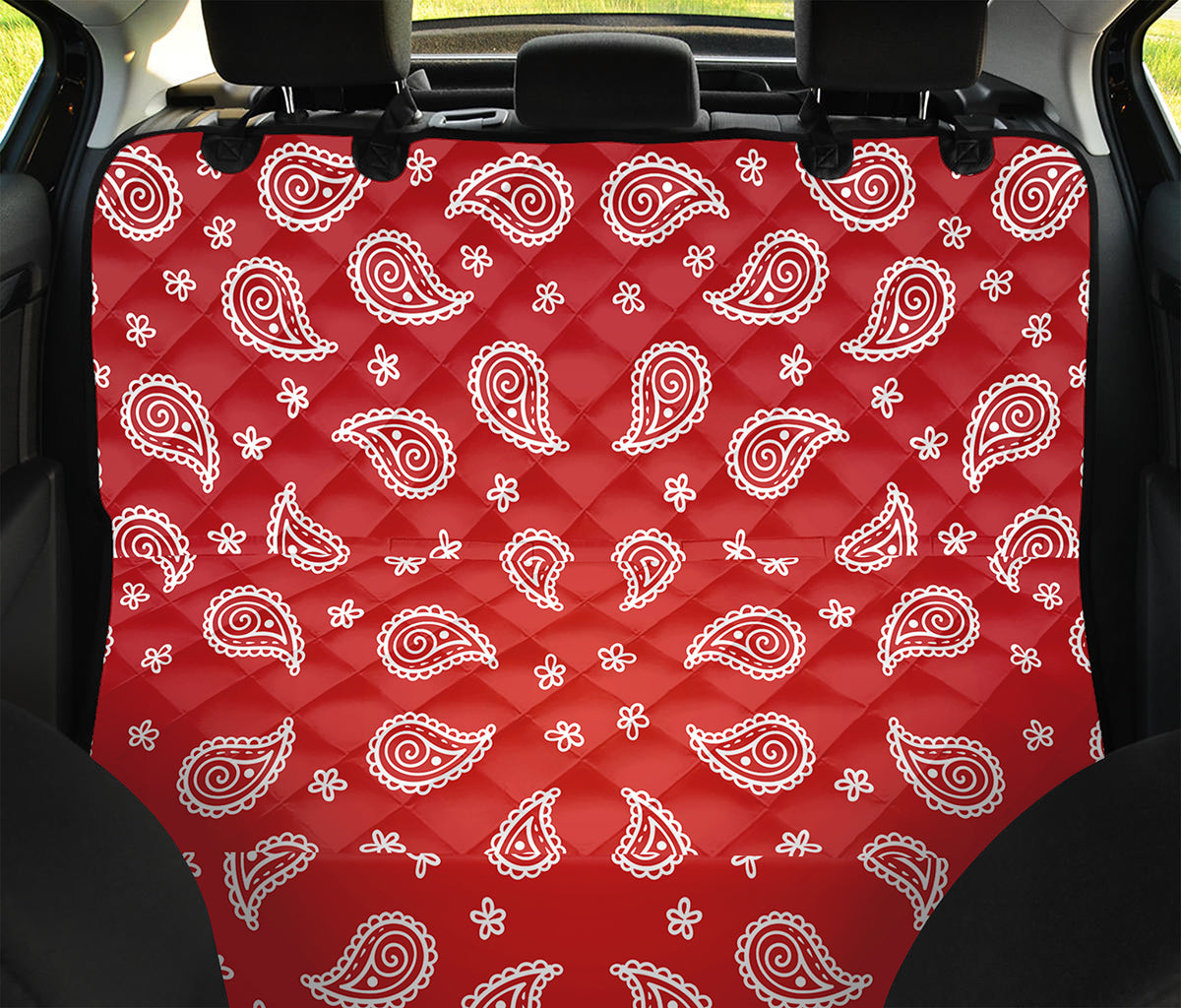 Red And White Bandana Print Pet Car Back Seat Cover
