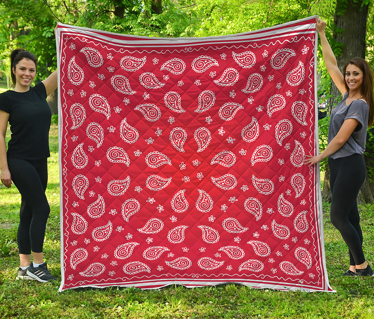 Red And White Bandana Print Quilt