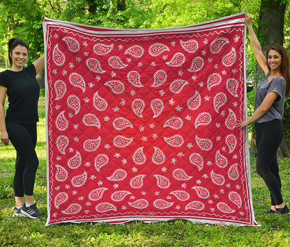 Red And White Bandana Print Quilt