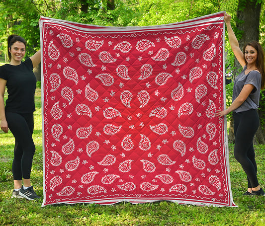 Red And White Bandana Print Quilt