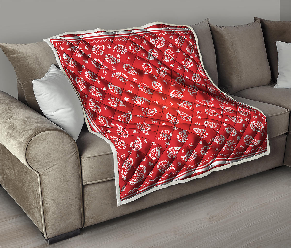 Red And White Bandana Print Quilt