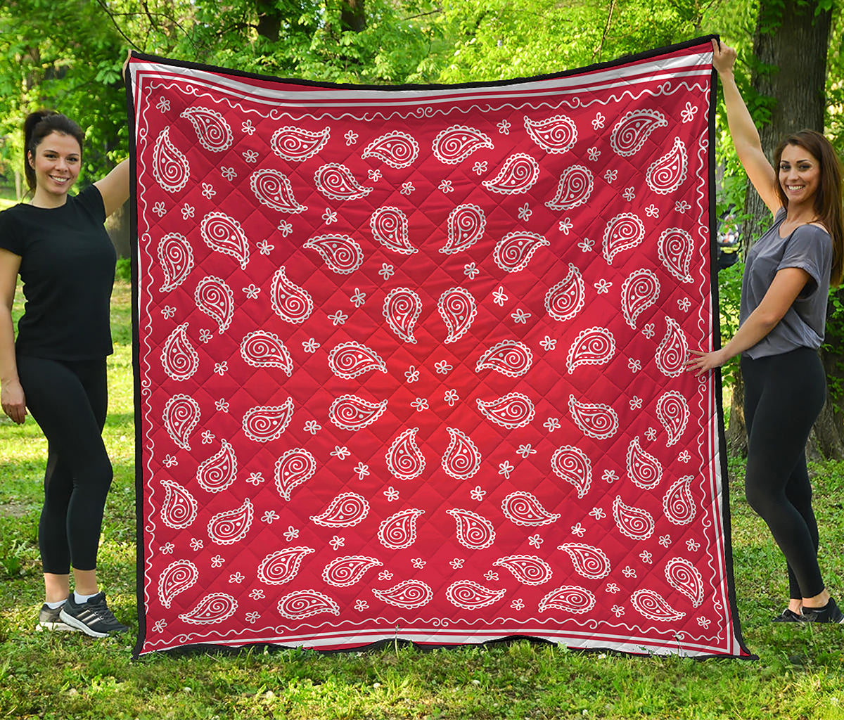 Red And White Bandana Print Quilt
